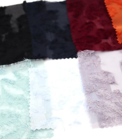 【25SS-305】花柄フリンジジャガードシフォン　/0.5ｙあたり = ～ 785円