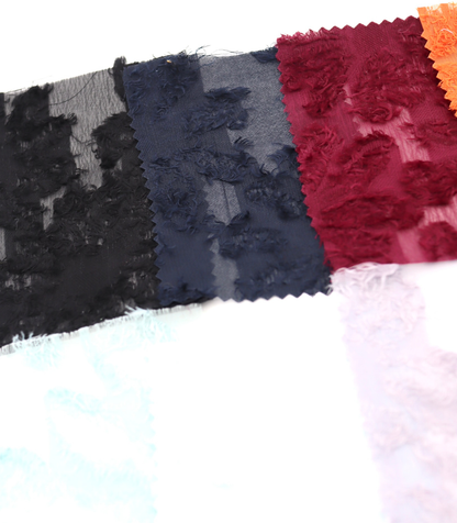 【25SS-305】花柄フリンジジャガードシフォン　/0.5ｙあたり = ～ 785円