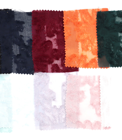 【25SS-305】花柄フリンジジャガードシフォン　/0.5ｙあたり = ～ 785円