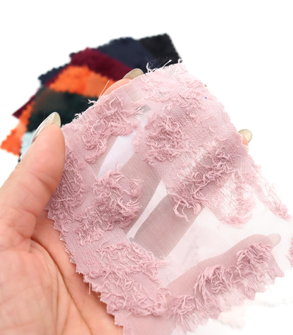 【25SS-305】花柄フリンジジャガードシフォン　/0.5ｙあたり = ～ 785円