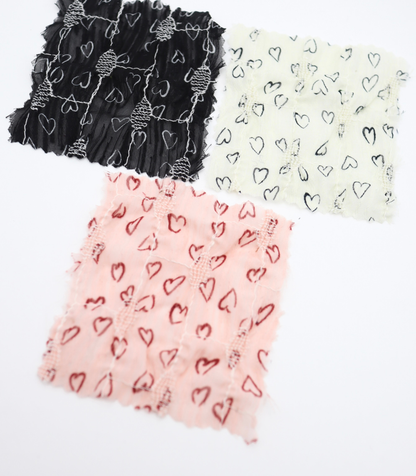 【25SS-050】ハートプリントシャーリングステッチシフォン　/0.5ｙあたり=～1350円