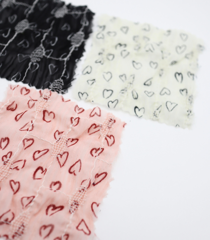 【25SS-050】ハートプリントシャーリングステッチシフォン　/0.5ｙあたり=～1350円