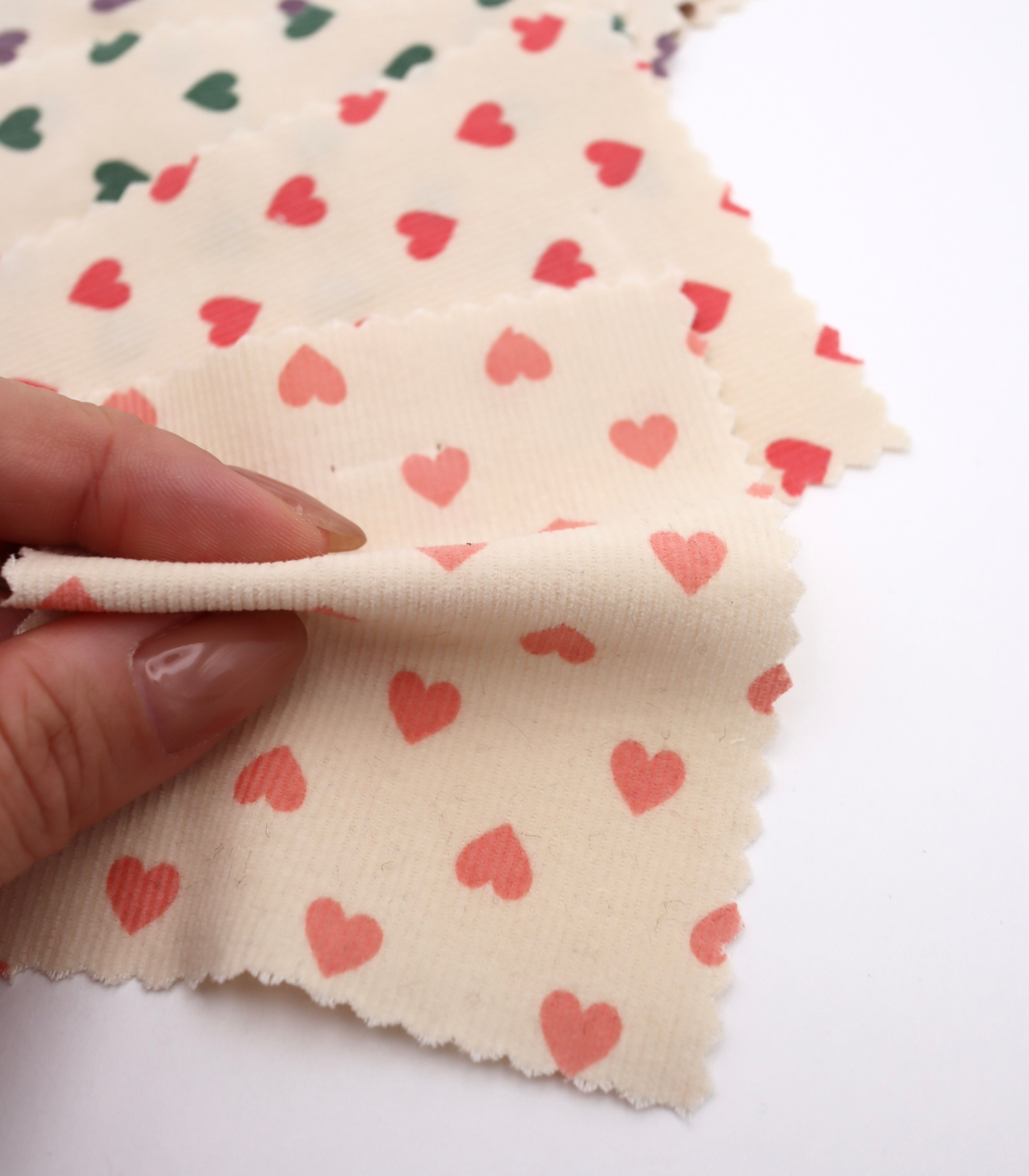 【25SS-024】プチハートプリントコーデュロイ　/0.5ｙあたり=～785円