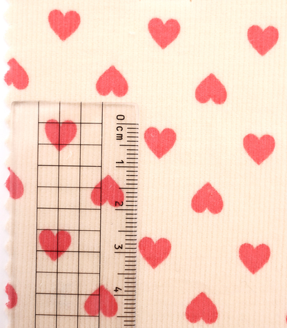 【25SS-024】プチハートプリントコーデュロイ　/0.5ｙあたり=～785円