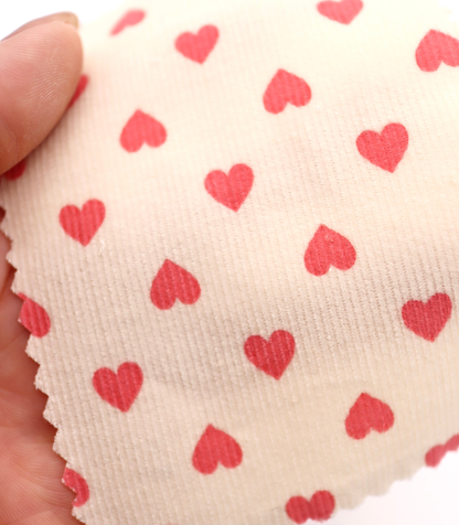 【25SS-024】プチハートプリントコーデュロイ　/0.5ｙあたり=～785円