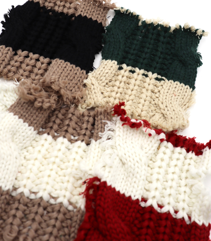 【25SS-106】ローゲージボーダーケーブルニット　/0.5ｙあたり = ～1950円