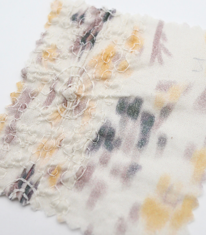 【25SS-206】シャーリング加工水彩風プリントローン　/0.5ｙあたり = ～1700円