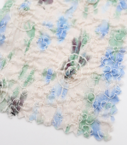 【25SS-206】シャーリング加工水彩風プリントローン　/0.5ｙあたり = ～1700円