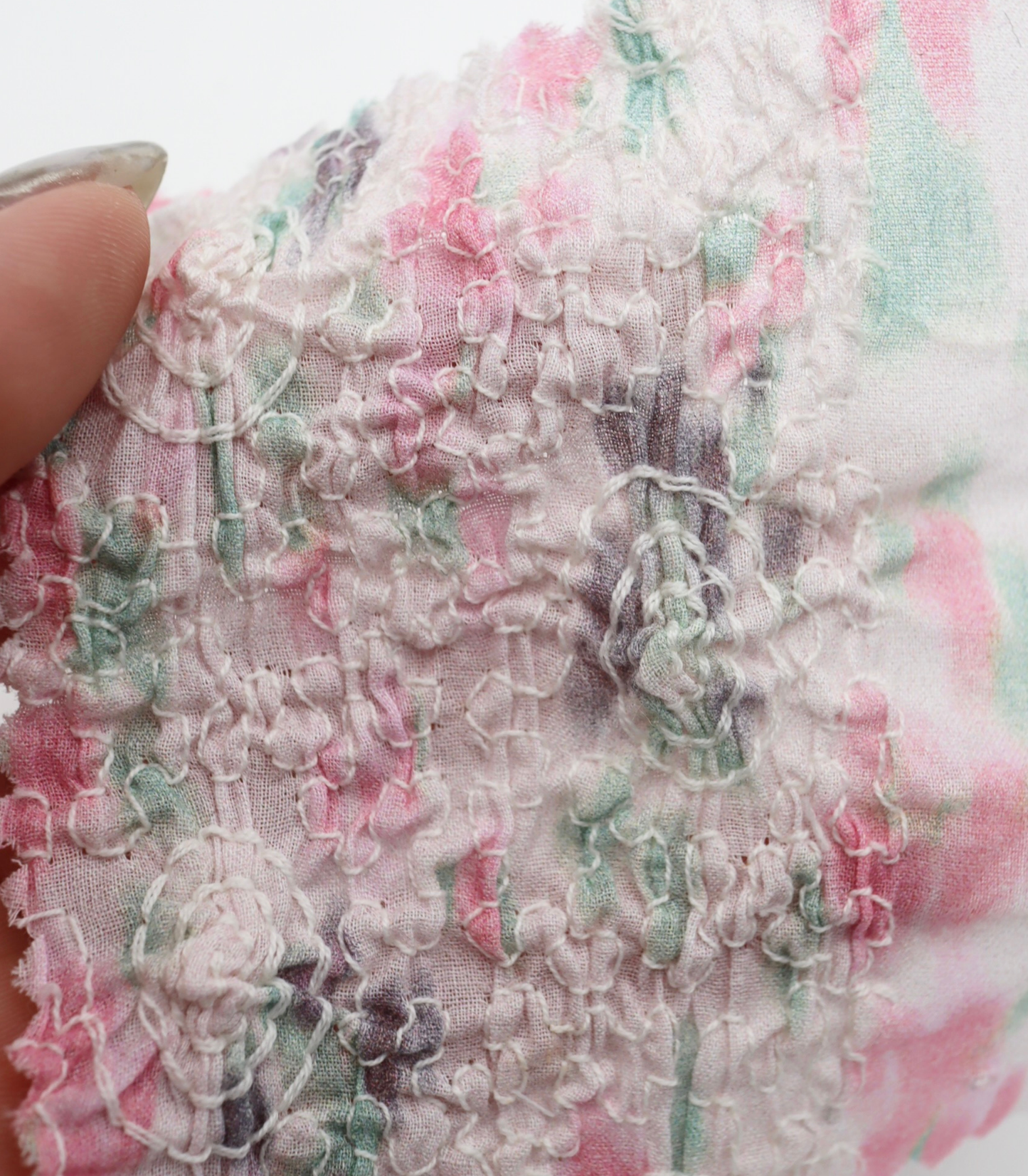 【25SS-206】シャーリング加工水彩風プリントローン　/0.5ｙあたり = ～1700円