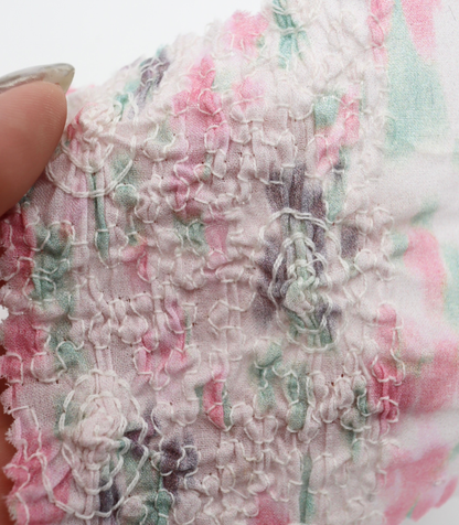 【25SS-206】シャーリング加工水彩風プリントローン　/0.5ｙあたり = ～1700円