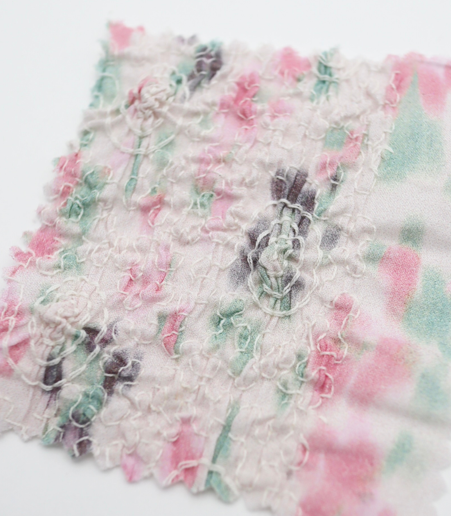 【25SS-206】シャーリング加工水彩風プリントローン　/0.5ｙあたり = ～1700円