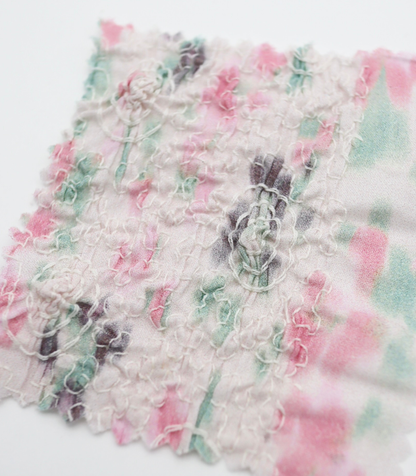 【25SS-206】シャーリング加工水彩風プリントローン　/0.5ｙあたり = ～1700円