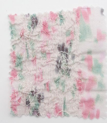 【25SS-206】シャーリング加工水彩風プリントローン　/0.5ｙあたり = ～1700円