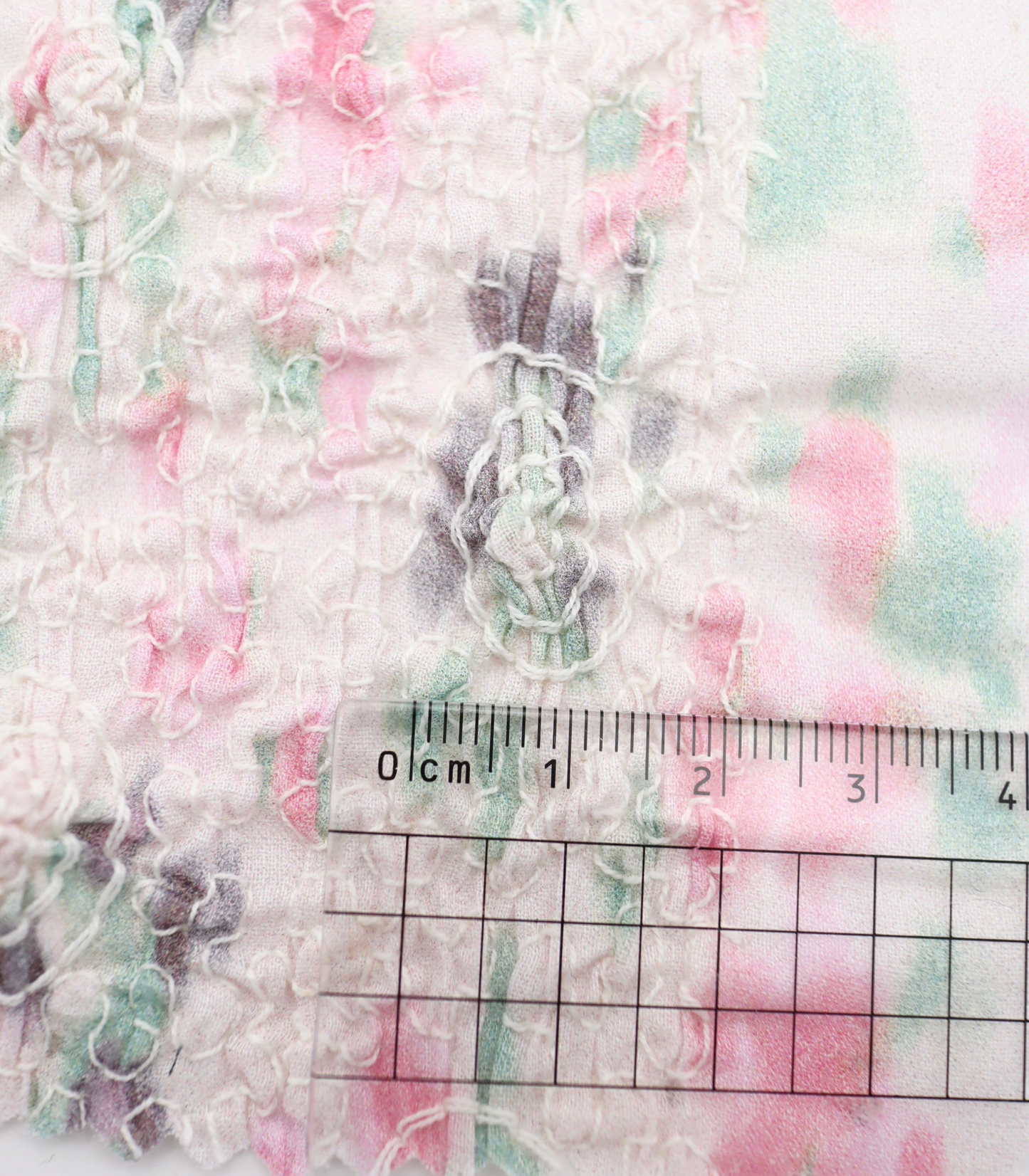 【25SS-206】シャーリング加工水彩風プリントローン　/0.5ｙあたり = ～1700円