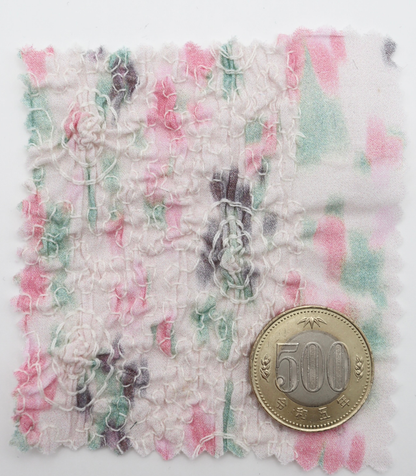 【25SS-206】シャーリング加工水彩風プリントローン　/0.5ｙあたり = ～1700円