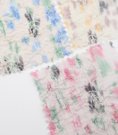 【25SS-206】シャーリング加工水彩風プリントローン　/0.5ｙあたり = ～1700円