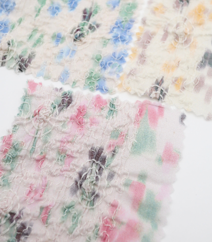 【25SS-206】シャーリング加工水彩風プリントローン　/0.5ｙあたり = ～1700円