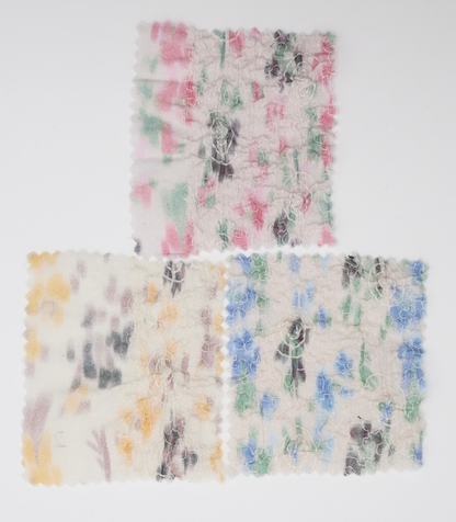 【25SS-206】シャーリング加工水彩風プリントローン　/0.5ｙあたり = ～1700円