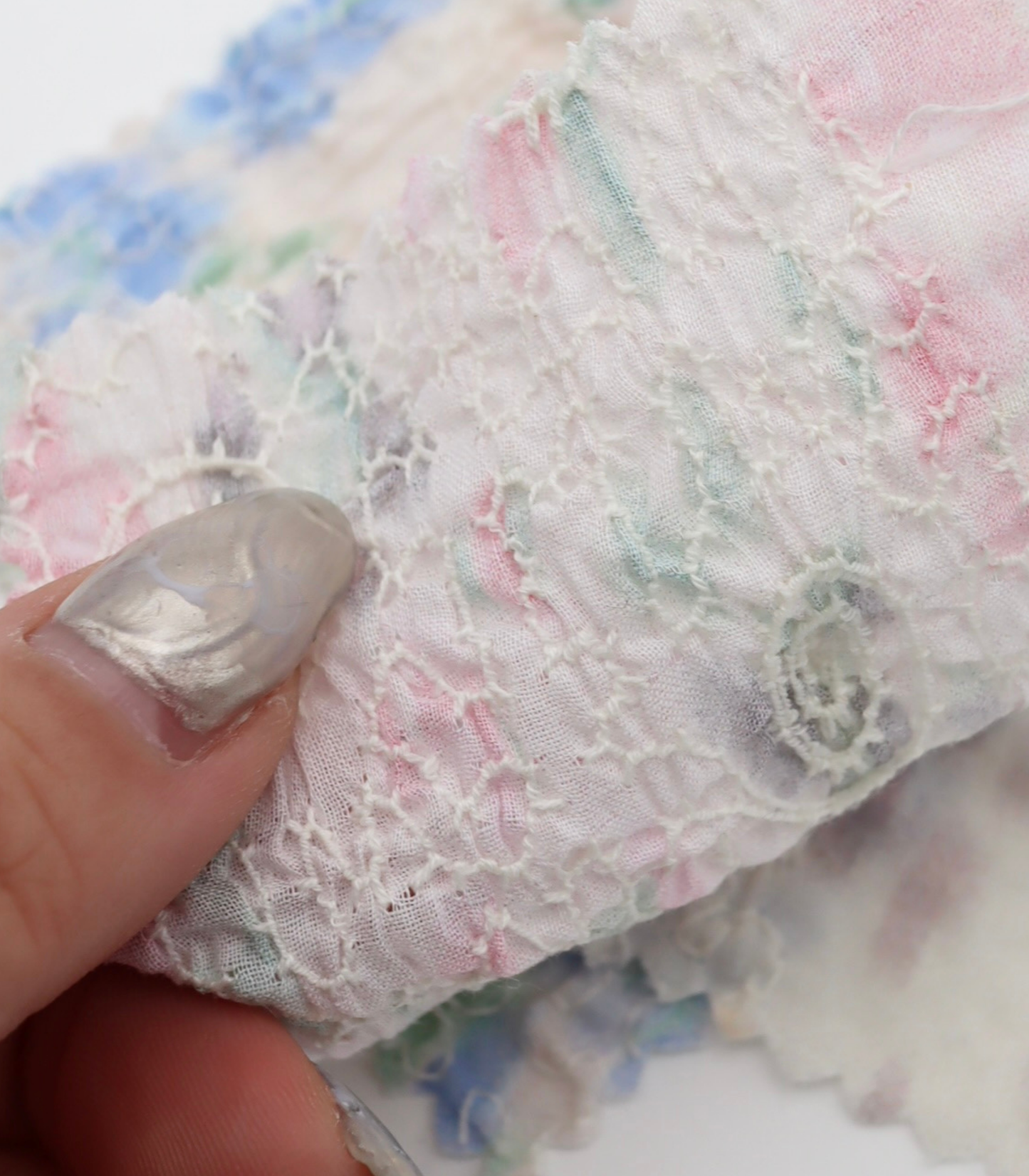 【25SS-206】シャーリング加工水彩風プリントローン　/0.5ｙあたり = ～1700円