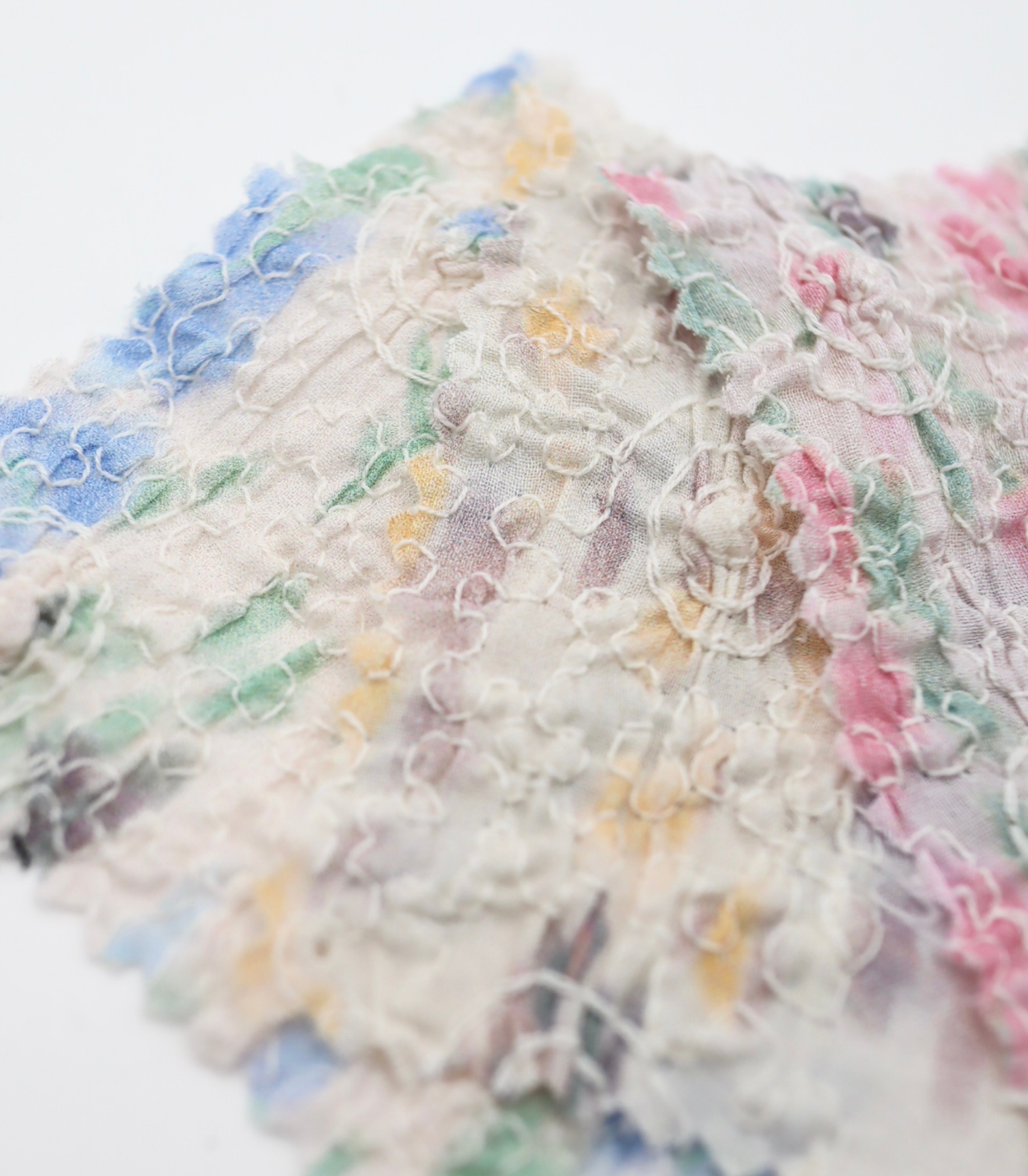 【25SS-206】シャーリング加工水彩風プリントローン　/0.5ｙあたり = ～1700円