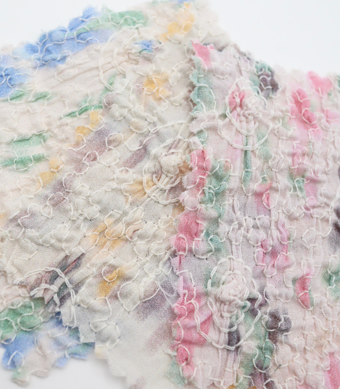 【25SS-206】シャーリング加工水彩風プリントローン　/0.5ｙあたり = ～1700円