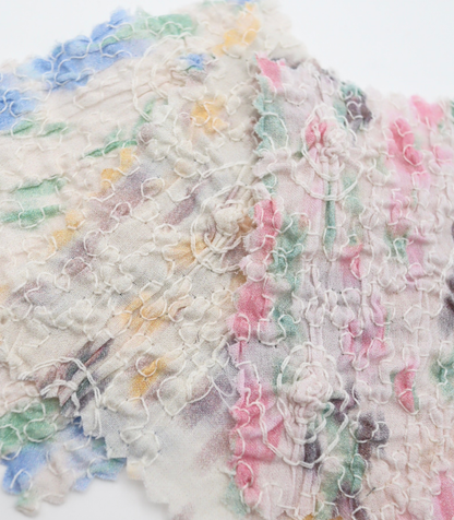 【25SS-206】シャーリング加工水彩風プリントローン　/0.5ｙあたり = ～1700円