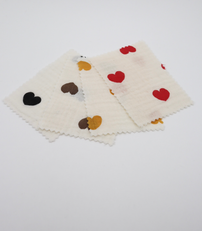 【25SS-037】ハートプリントしぼしぼダブルガーゼ　/0.5ｙあたり=～675円