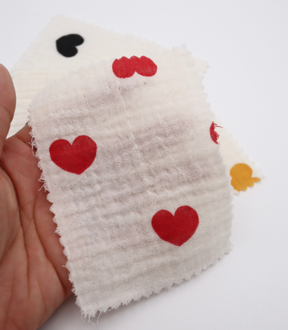 【25SS-037】ハートプリントしぼしぼダブルガーゼ　/0.5ｙあたり=～675円