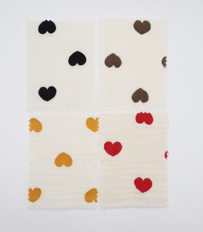 【25SS-037】ハートプリントしぼしぼダブルガーゼ　/0.5ｙあたり=～675円