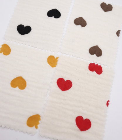 【25SS-037】ハートプリントしぼしぼダブルガーゼ　/0.5ｙあたり=～675円