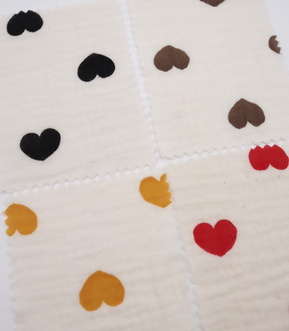 【25SS-037】ハートプリントしぼしぼダブルガーゼ　/0.5ｙあたり=～675円