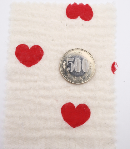 【25SS-037】ハートプリントしぼしぼダブルガーゼ　/0.5ｙあたり=～675円