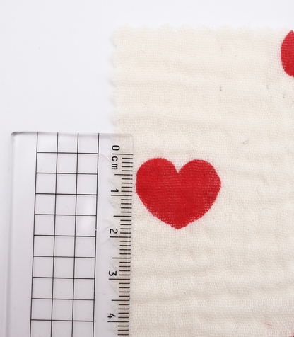 【25SS-037】ハートプリントしぼしぼダブルガーゼ　/0.5ｙあたり=～675円