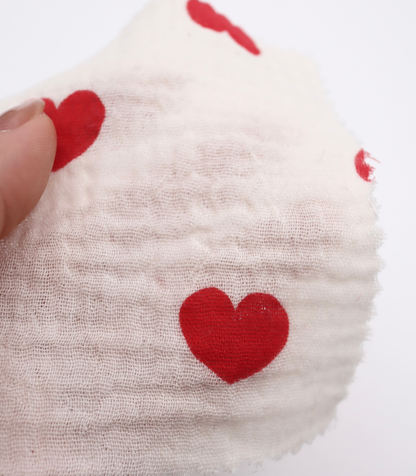 【25SS-037】ハートプリントしぼしぼダブルガーゼ　/0.5ｙあたり=～675円