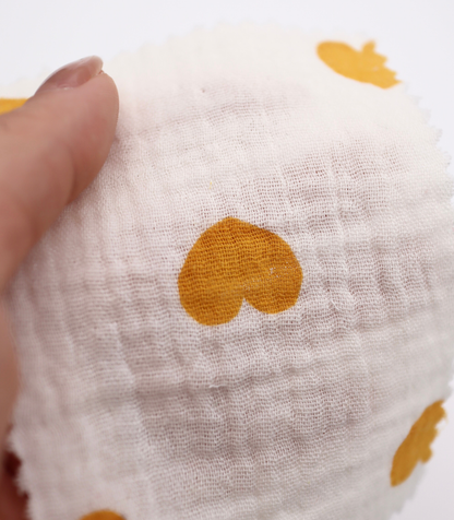 【25SS-037】ハートプリントしぼしぼダブルガーゼ　/0.5ｙあたり=～675円