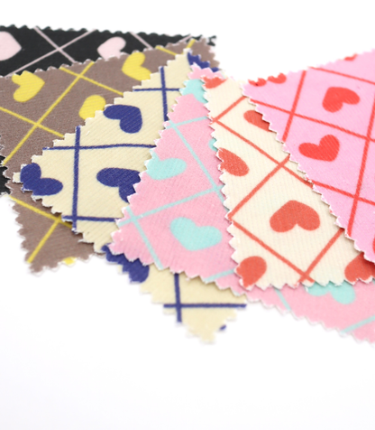 【25SS-007】ハート×チェックプリントコーデュロイ　/0.5ｙあたり=～935円