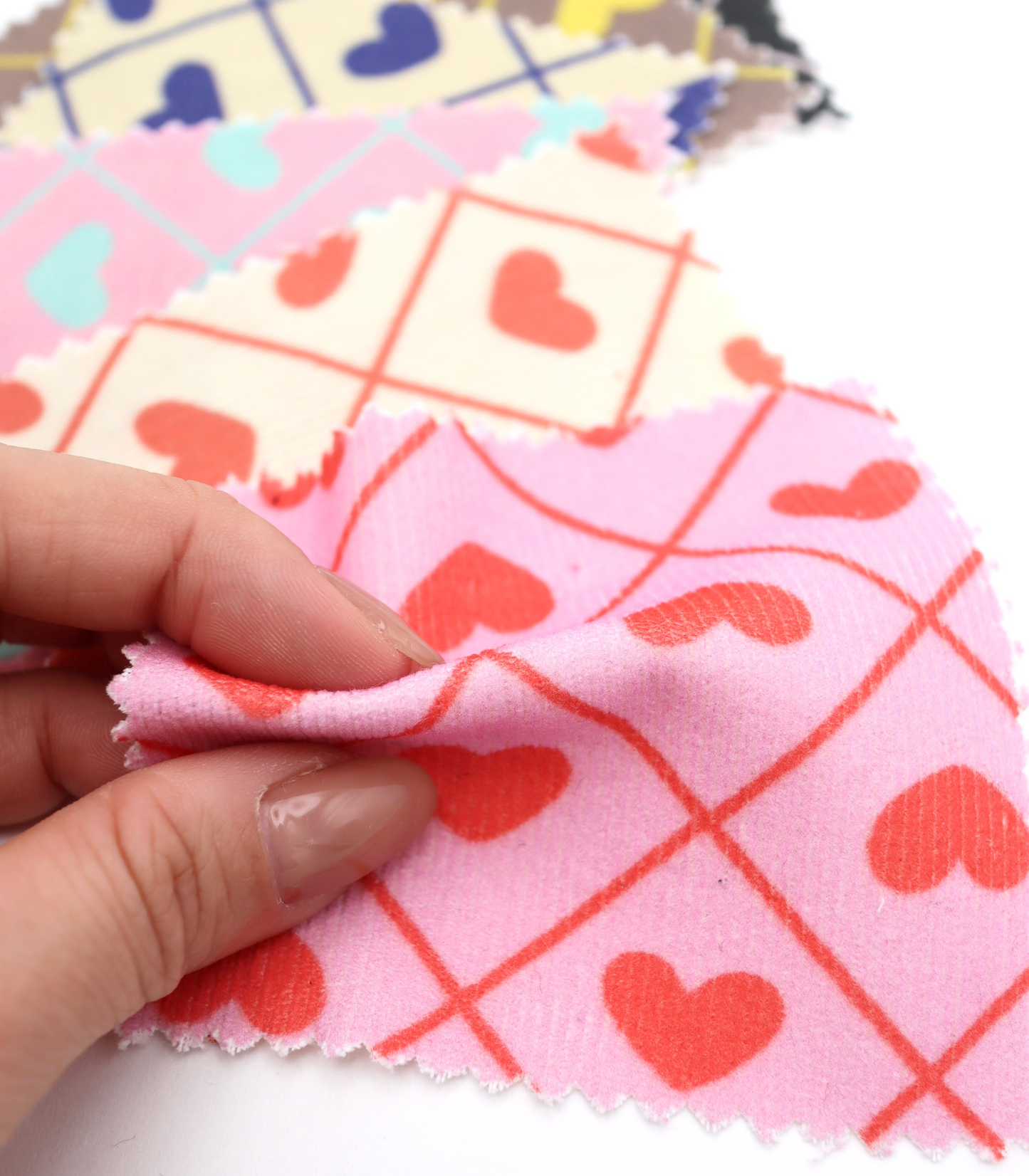 【25SS-007】ハート×チェックプリントコーデュロイ　/0.5ｙあたり=～935円