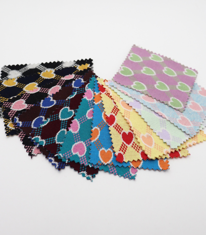 【25SS-020】ハート×チェックジャガード二重織りニット　/0.5ｙあたり=～1125円