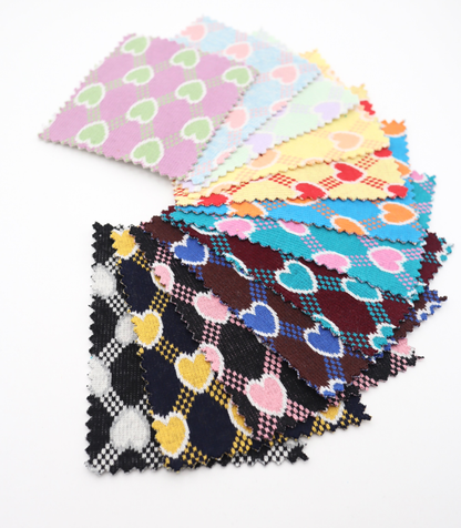 【25SS-020】ハート×チェックジャガード二重織りニット　/0.5ｙあたり=～1125円