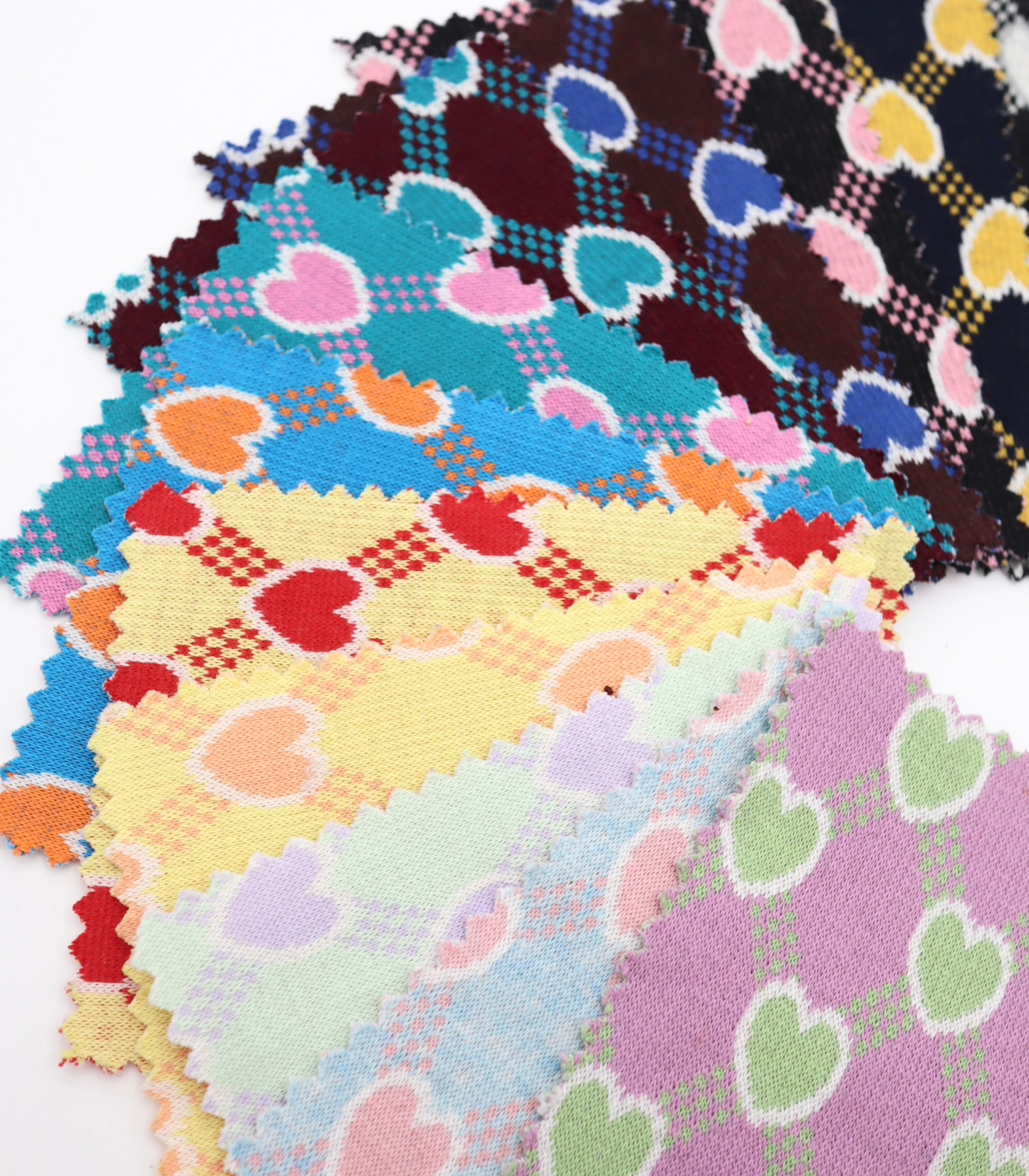 【25SS-020】ハート×チェックジャガード二重織りニット　/0.5ｙあたり=～1125円