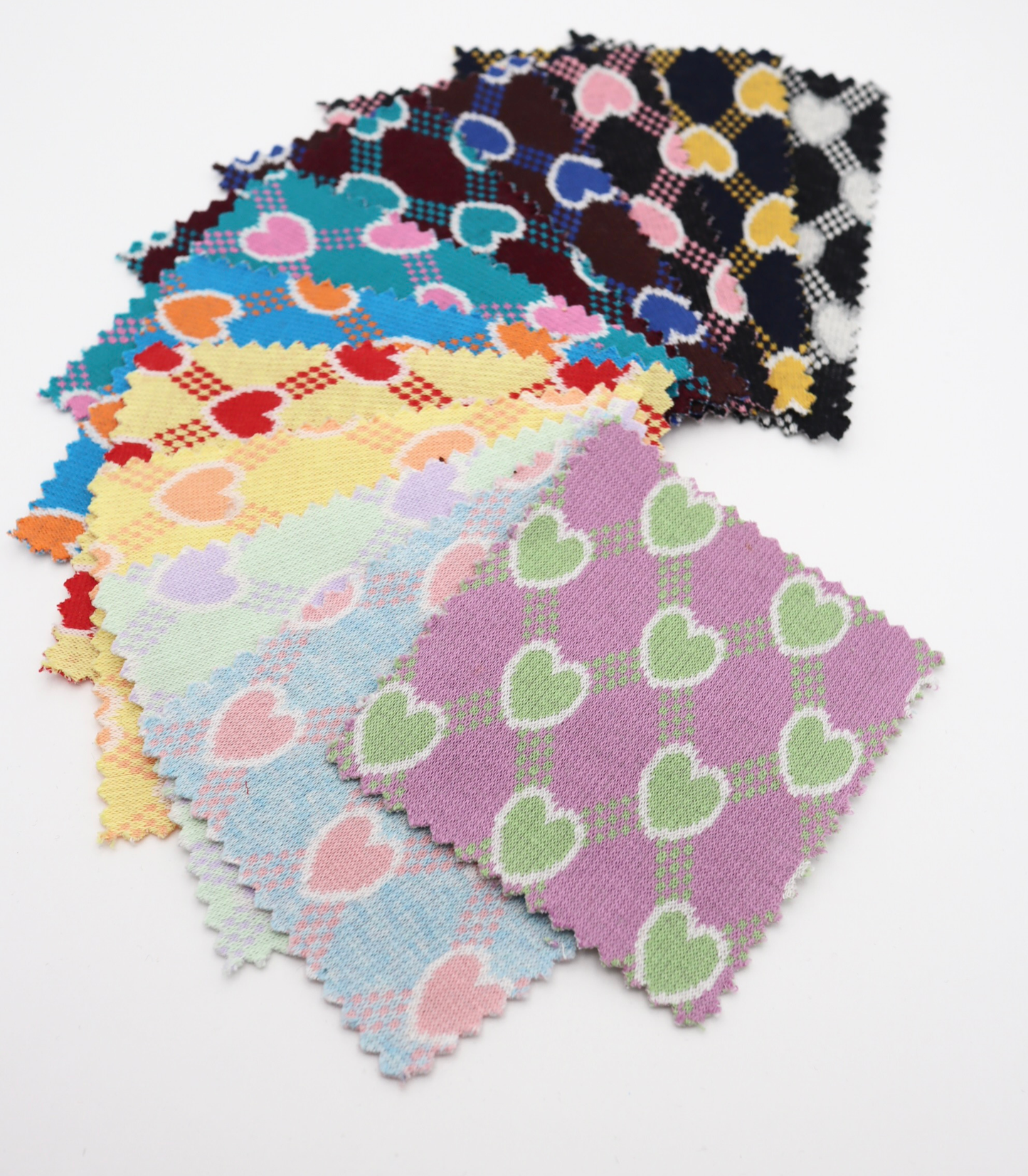 【25SS-020】ハート×チェックジャガード二重織りニット　/0.5ｙあたり=～1125円