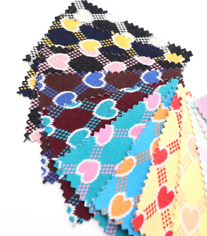 【25SS-020】ハート×チェックジャガード二重織りニット　/0.5ｙあたり=～1125円