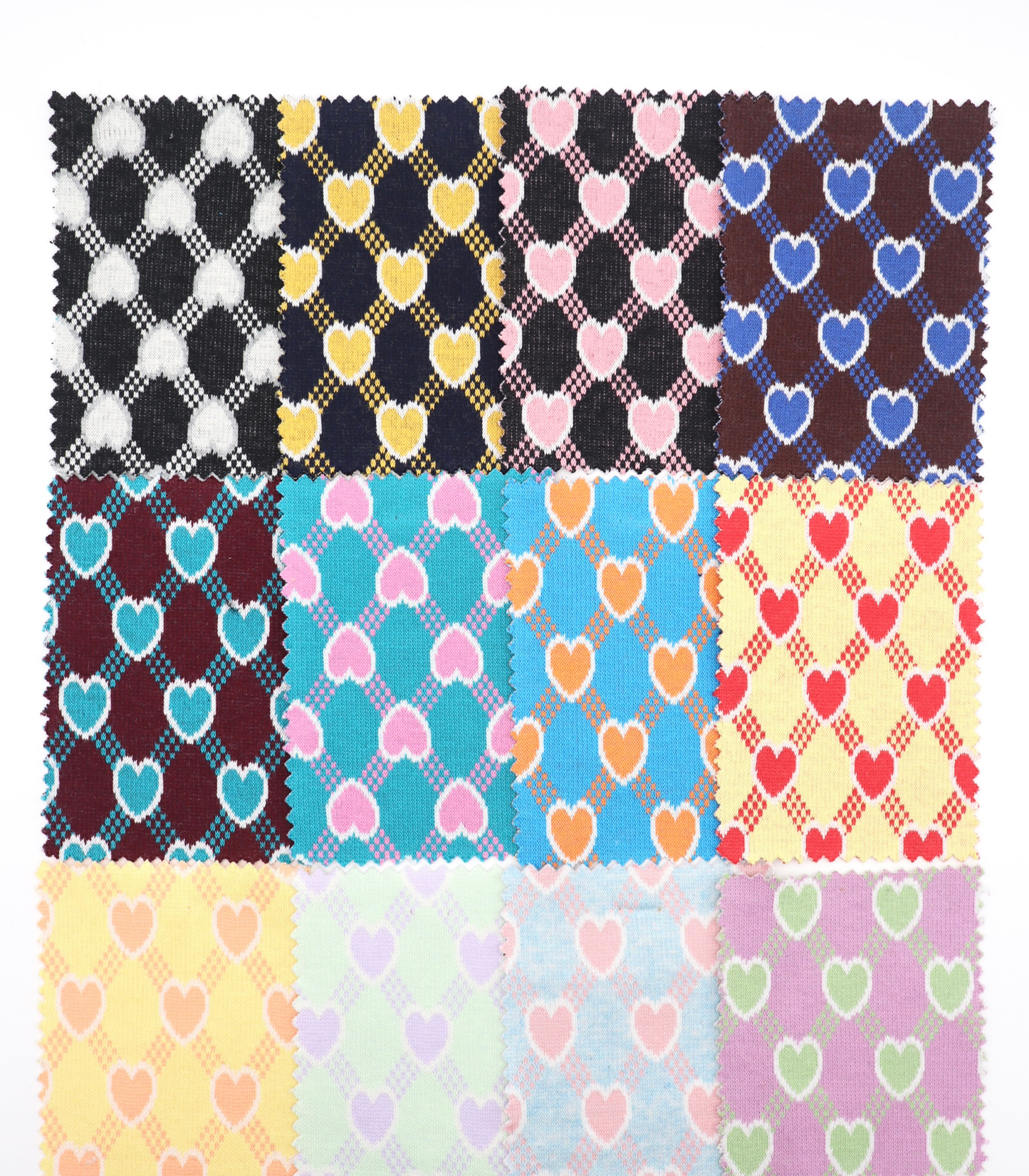 【25SS-020】ハート×チェックジャガード二重織りニット　/0.5ｙあたり=～1125円