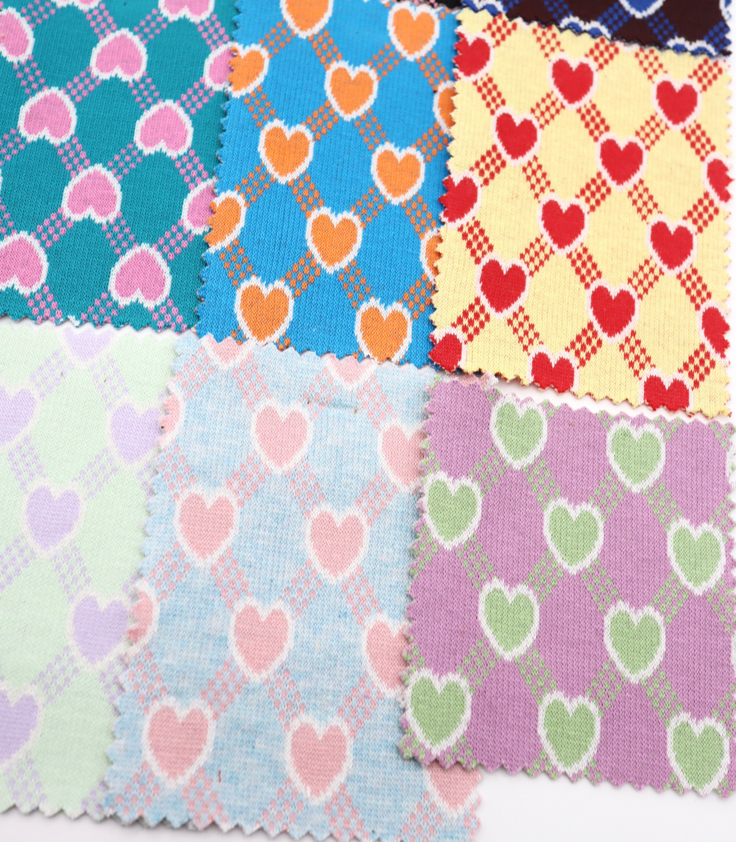 【25SS-020】ハート×チェックジャガード二重織りニット　/0.5ｙあたり=～1125円