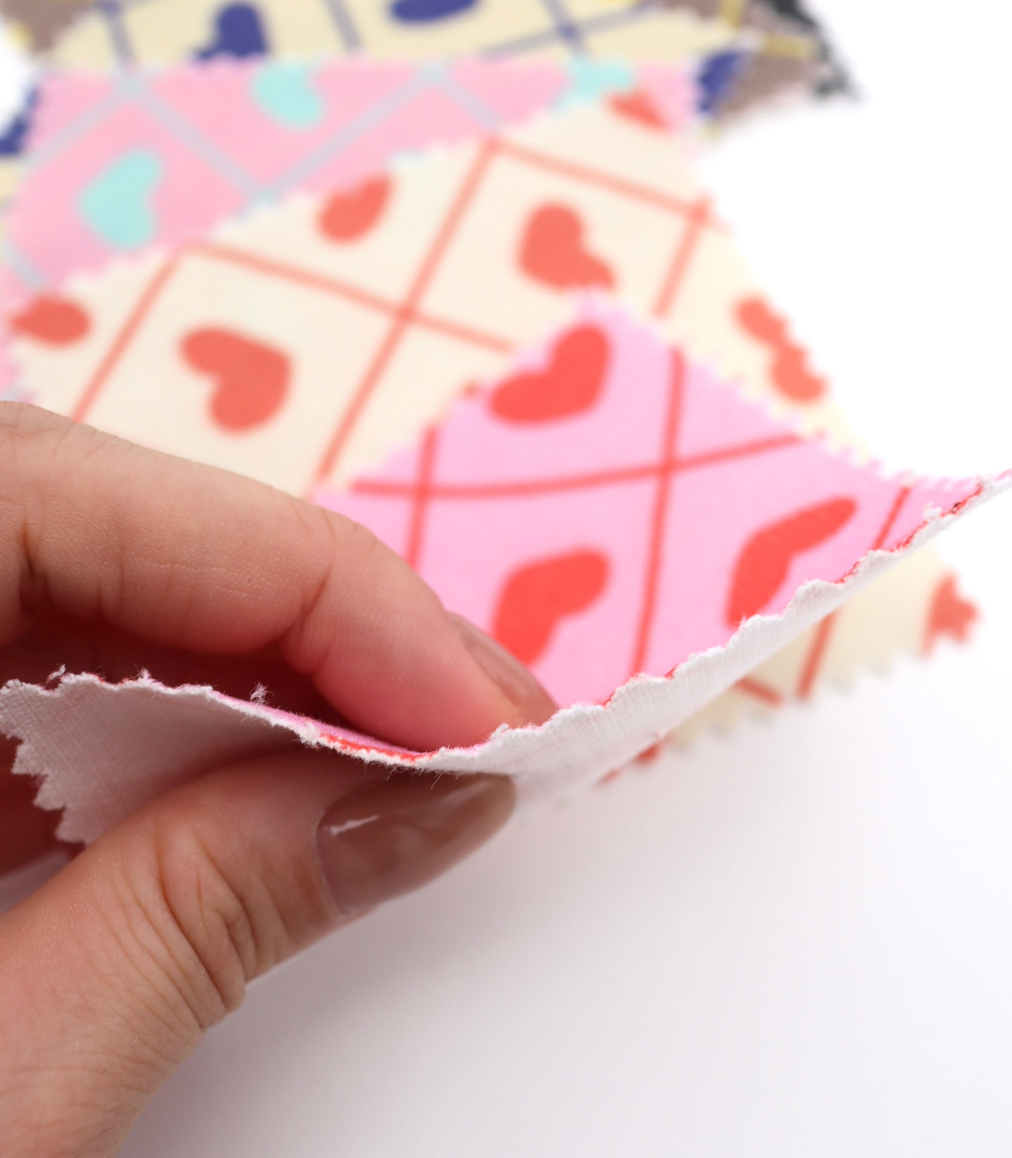 【25SS-007】ハート×チェックプリントコーデュロイ　/0.5ｙあたり=～935円