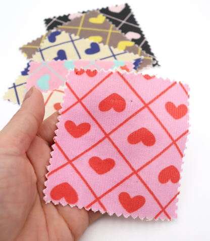 【25SS-007】ハート×チェックプリントコーデュロイ　/0.5ｙあたり=～935円