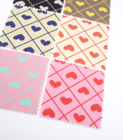 【25SS-007】ハート×チェックプリントコーデュロイ　/0.5ｙあたり=～935円