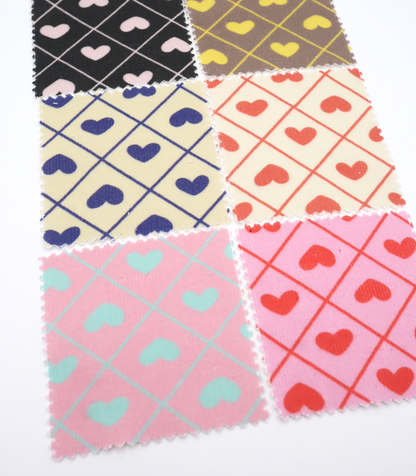 【25SS-007】ハート×チェックプリントコーデュロイ　/0.5ｙあたり=～935円