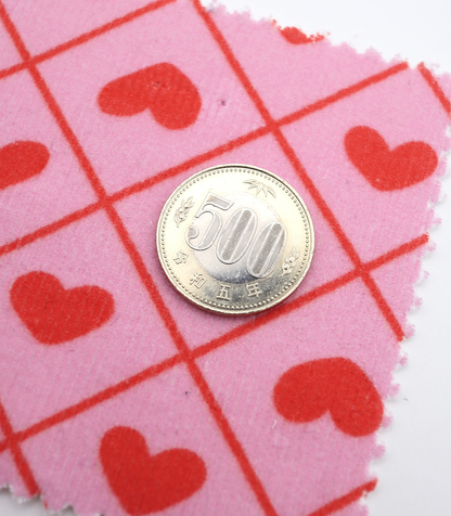 【25SS-007】ハート×チェックプリントコーデュロイ　/0.5ｙあたり=～935円