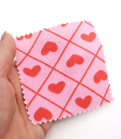 【25SS-007】ハート×チェックプリントコーデュロイ　/0.5ｙあたり=～935円